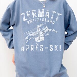 Zermatt, Switzerland Apres-Ski Comfort Colors Crewneck Sweatshirt, New, Unsiex S